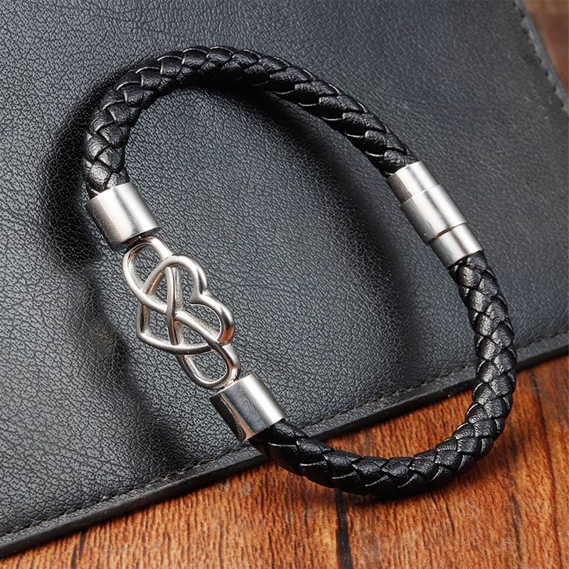 Buddha Stones幾何学模様レザーチタン鋼強化バックルブレスレット - image 11