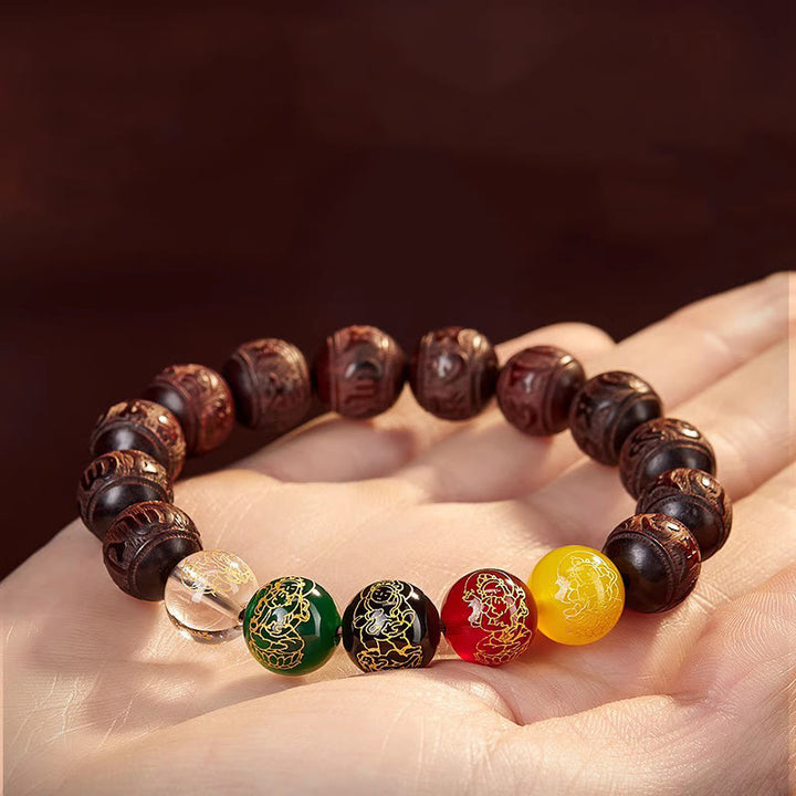 Buddha Stones 小葉紫檀五方位福神平静ブレスレット - image 2