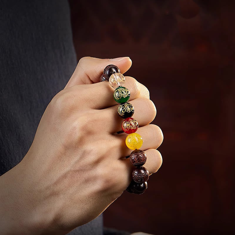 Buddha Stones 小葉紫檀五方位福神平静ブレスレット - image 12