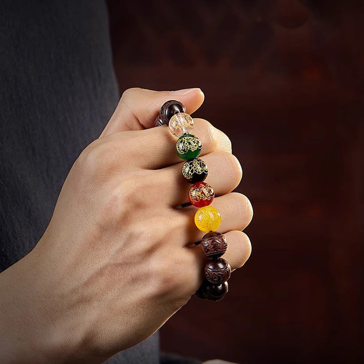 Buddha Stones 小葉紫檀五方位福神平静ブレスレット - image 12