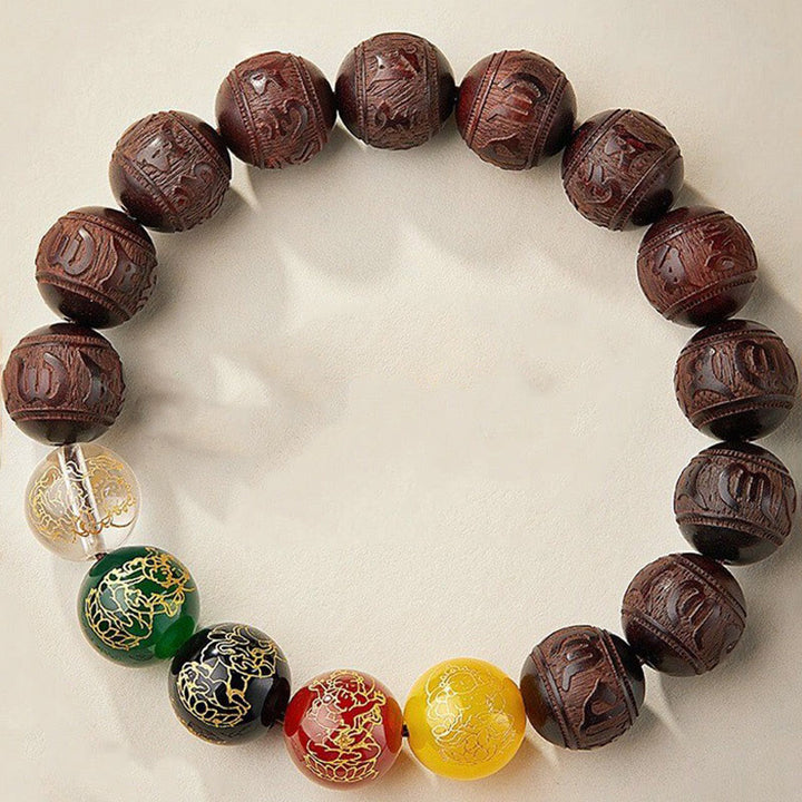 Buddha Stones 小葉紫檀五方位福神平静ブレスレット - 15mm - image 9