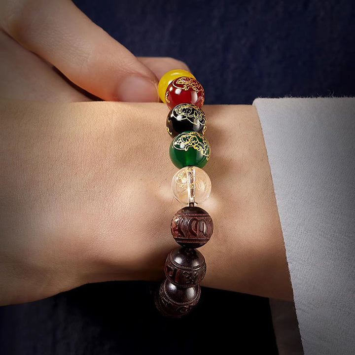 Buddha Stones 小葉紫檀五方位福神平静ブレスレット - image 13