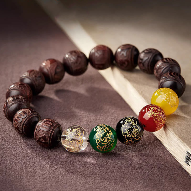 Buddha Stones 小葉紫檀五方位福神平静ブレスレット - image 4