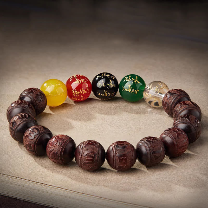 Buddha Stones 小葉紫檀五方位福神平静ブレスレット - image 1
