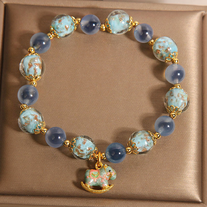 Buddha Stones 天然キャンディアゲートホワイトクリスタル馬年強さブレスレット - image 3