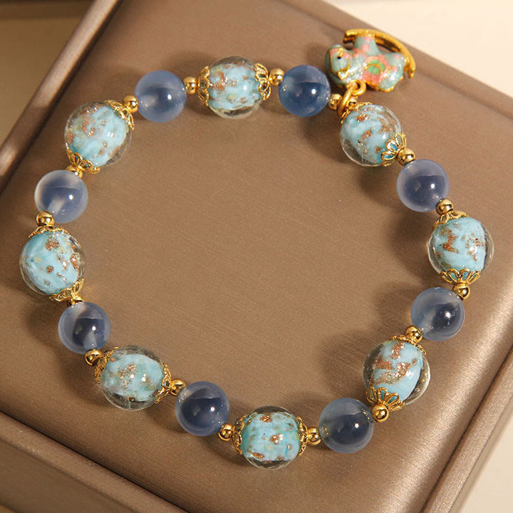 Buddha Stones 天然キャンディアゲートホワイトクリスタル馬年強さブレスレット - image 4