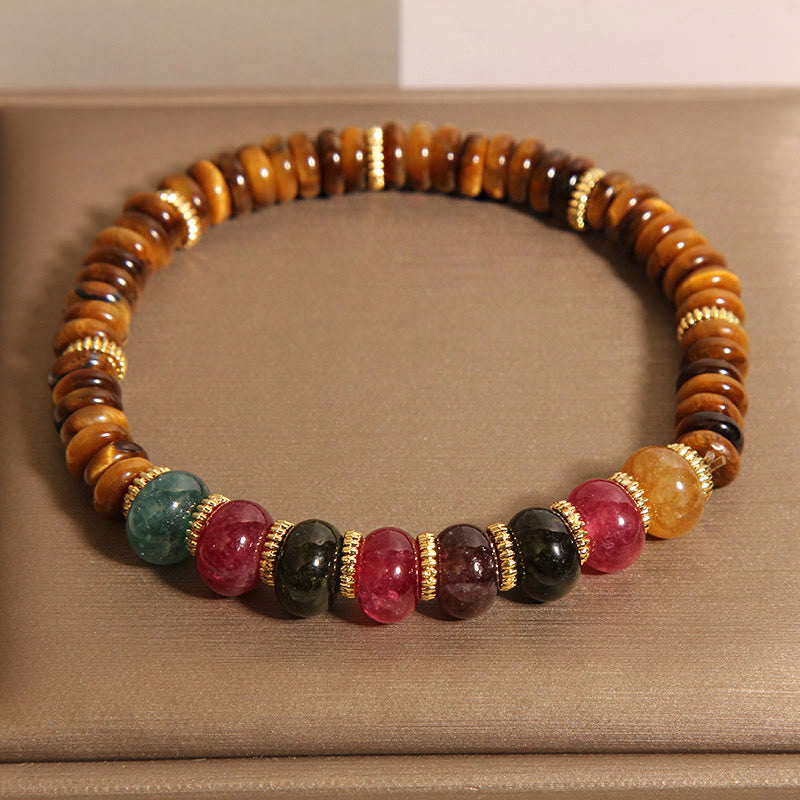 Buddha Stones 天然タイガーアイトルマリンの強さブレスレット - image 3