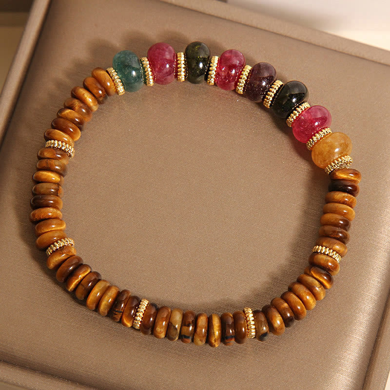 Buddha Stones 天然タイガーアイトルマリンの強さブレスレット - image 4