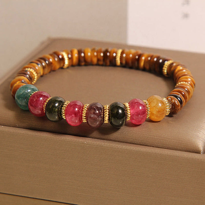 Buddha Stones 天然タイガーアイトルマリンの強さブレスレット - image 2