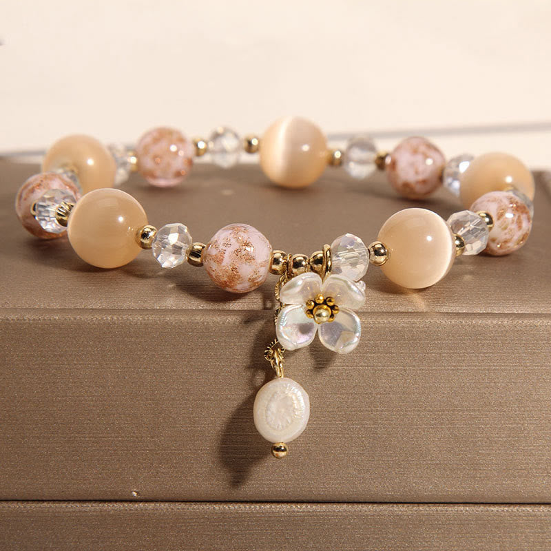 Buddha Stonesアクアマリン イエローキャッツアイストーン フラワーピースブレスレット - イエローキャッツアイ（手首周り：14～16cm） - image 7