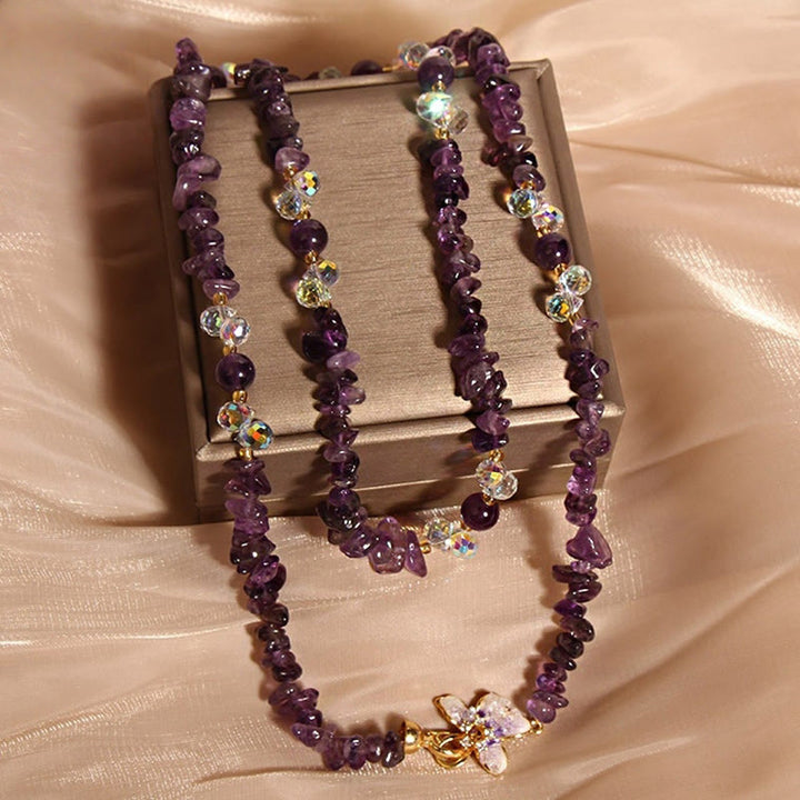 Buddha Stonesバタフライフラワー アメジスト ストロベリークォーツ バランスネックレスペンダント - image 2