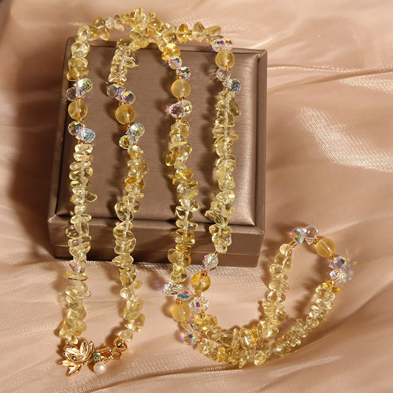 Buddha Stonesバタフライフラワー アメジスト ストロベリークォーツ バランスネックレスペンダント - シトリン - image 12