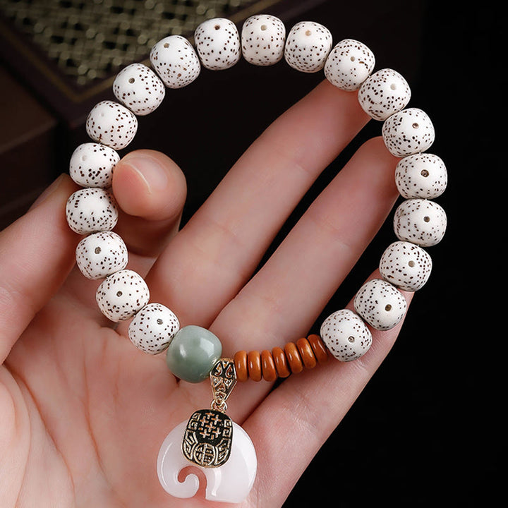 Buddha Stones手磨き 星月菩提樹 象の模様 内なる平和のブレスレット - image 4