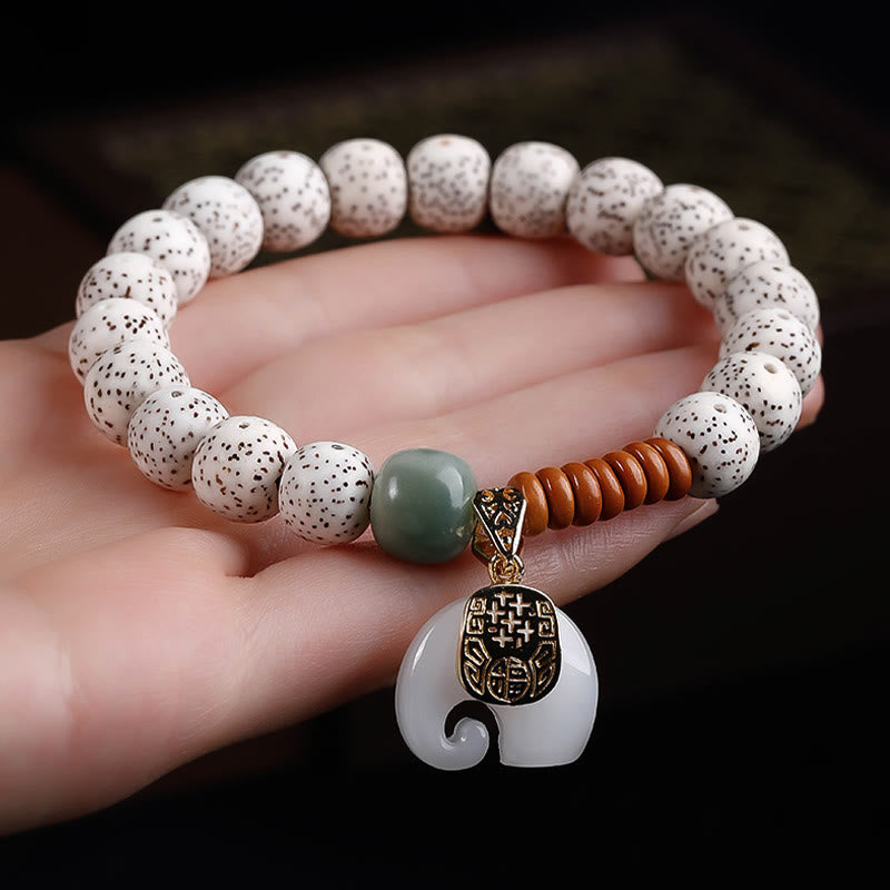Buddha Stones手磨き 星月菩提樹 象の模様 内なる平和のブレスレット - image 2