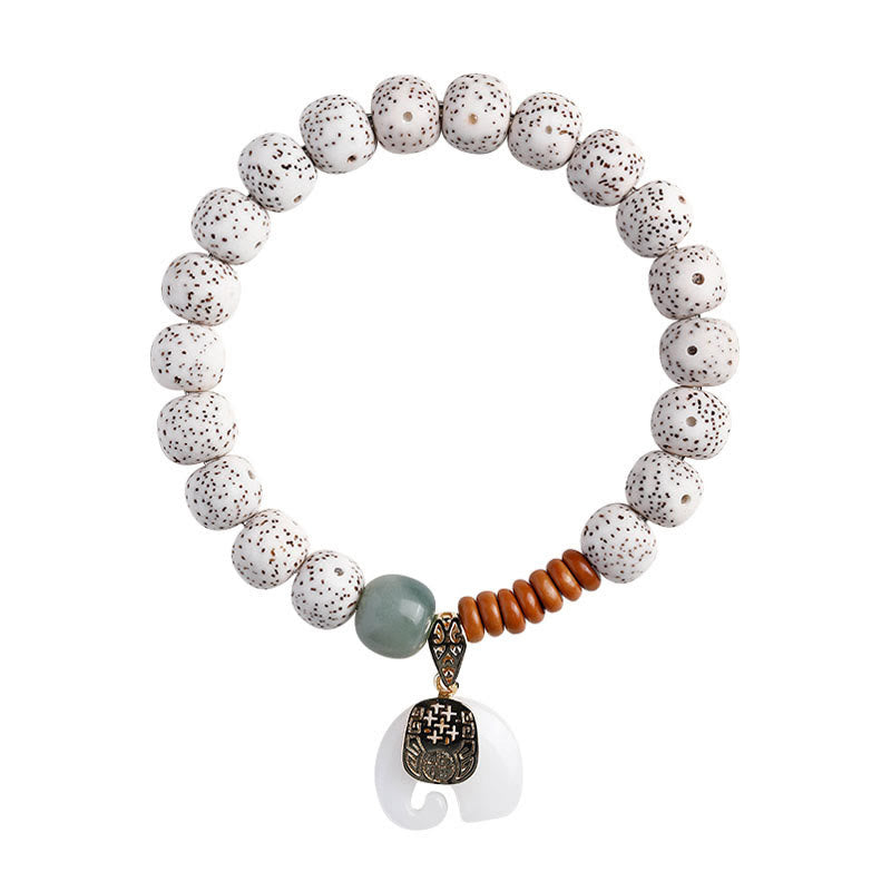 Buddha Stones手磨き 星月菩提樹 象の模様 内なる平和のブレスレット - image 13