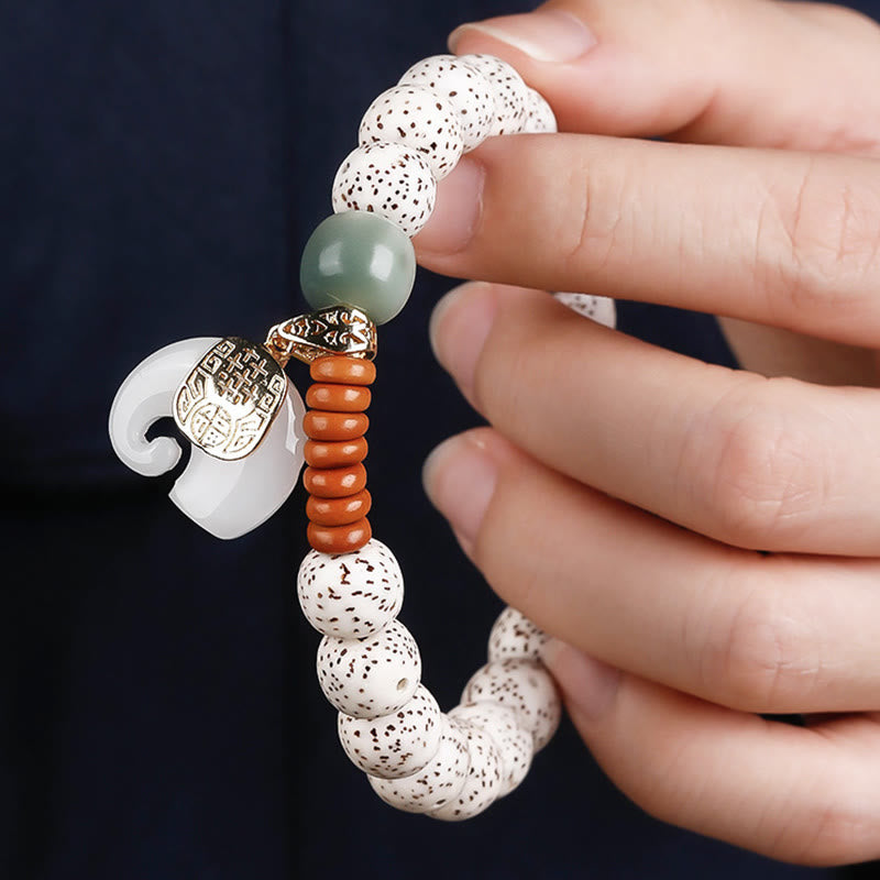 Buddha Stones手磨き 星月菩提樹 象の模様 内なる平和のブレスレット - image 11