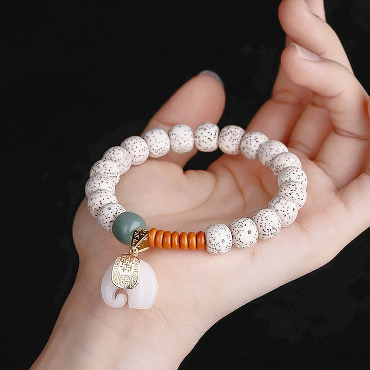 Buddha Stones手磨き 星月菩提樹 象の模様 内なる平和のブレスレット - image 8