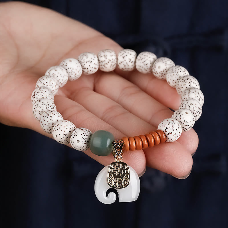 Buddha Stones手磨き 星月菩提樹 象の模様 内なる平和のブレスレット - image 9
