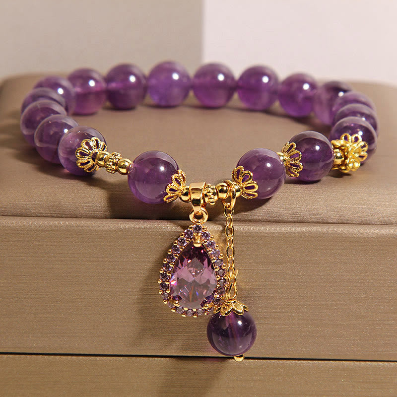 Buddha Stones天然アメジスト水滴バランスブレスレット - image 4