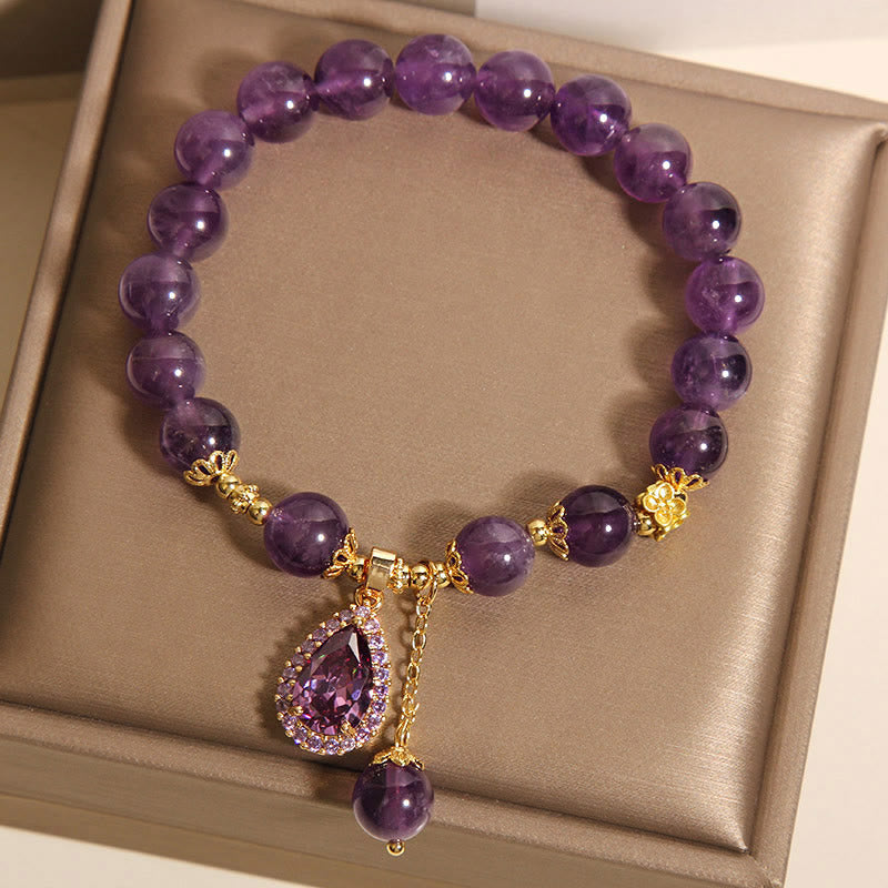 Buddha Stones天然アメジスト水滴バランスブレスレット - image 7