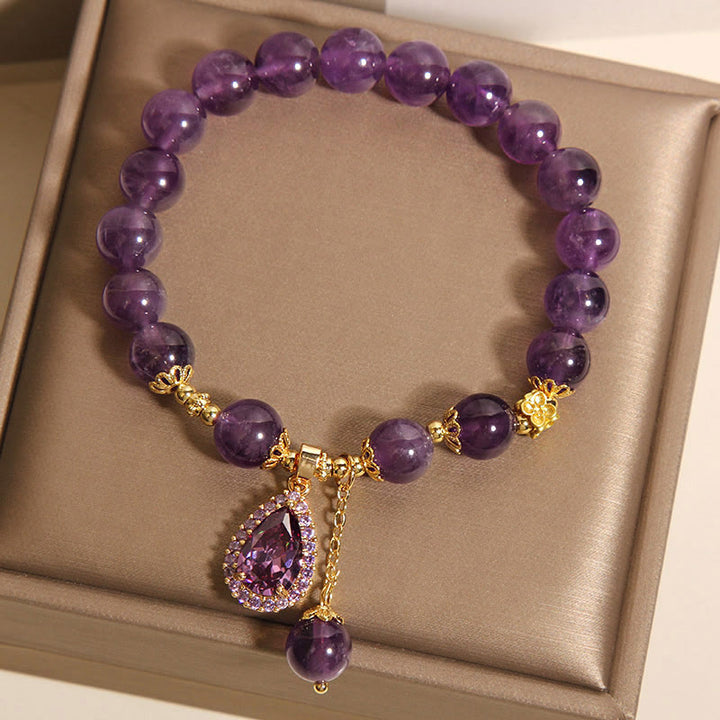 Buddha Stones天然アメジスト水滴バランスブレスレット - image 7