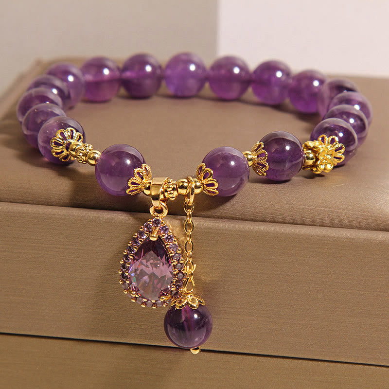 Buddha Stones天然アメジスト水滴バランスブレスレット - image 5