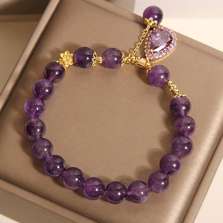 Buddha Stones天然アメジスト水滴バランスブレスレット - image 8