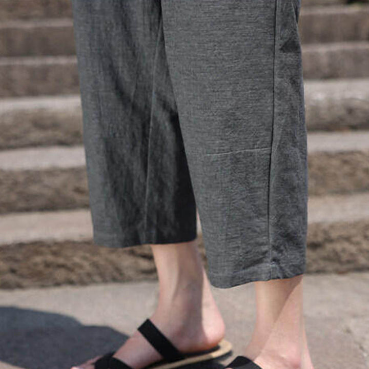 Buddha Stonesカジュアル織りビーズウエストロープメンズ7-8丈スパンデックスパンツ ポケット付き - image 10