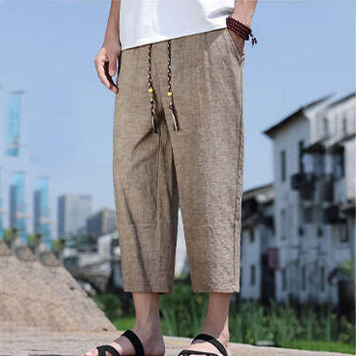 Buddha Stonesカジュアル織りビーズウエストロープメンズ7-8丈スパンデックスパンツ ポケット付き - image 14