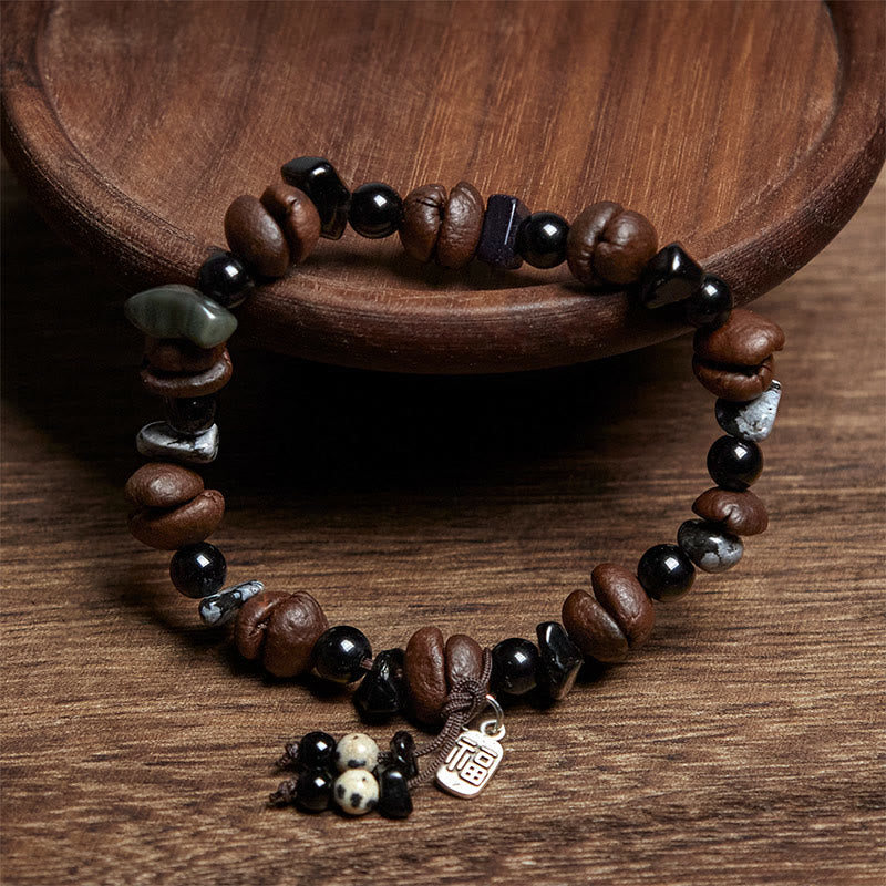 Buddha Stones天然コーヒー豆タイガーアイ福のキャラクター保護ブレスレット - image 2