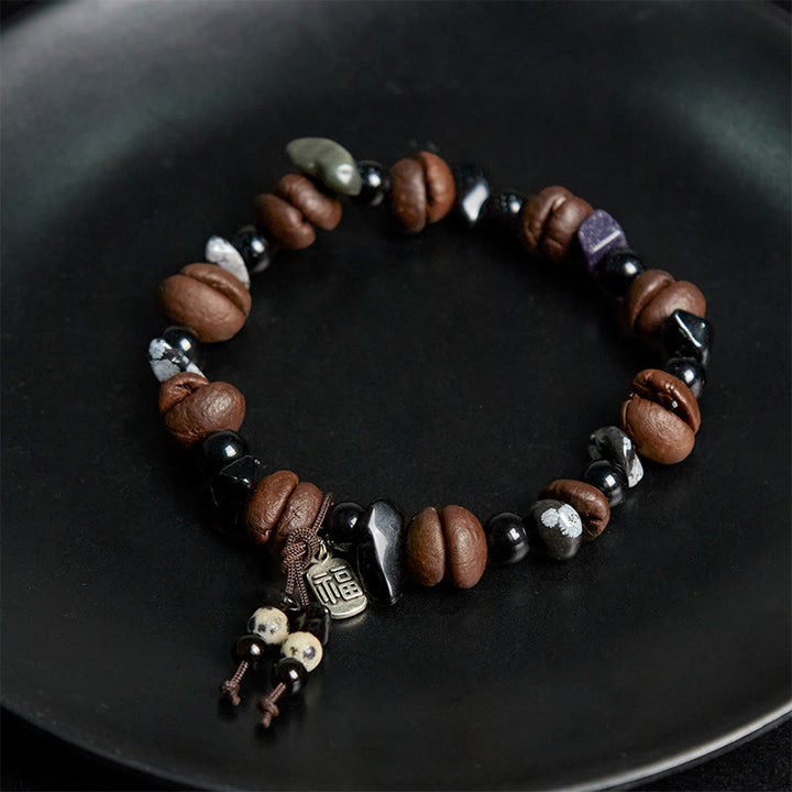 Buddha Stones天然コーヒー豆タイガーアイ福のキャラクター保護ブレスレット - image 4