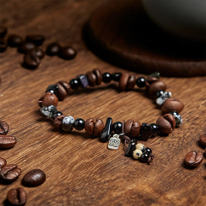 Buddha Stones天然コーヒー豆タイガーアイ福のキャラクター保護ブレスレット - image 3