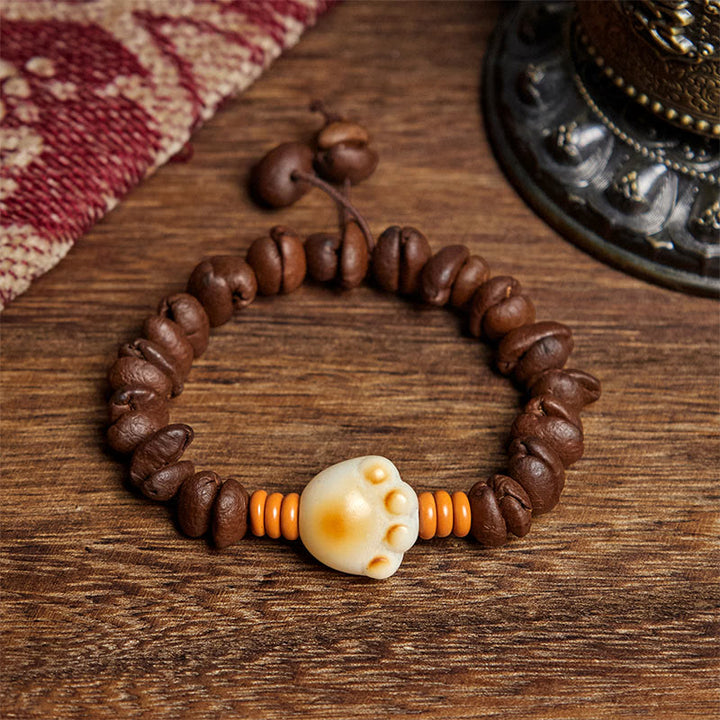 Buddha Stones天然猫の手 コーヒー豆 菩提樹シードビーズ ブレスレット - コーヒー豆（手首周り：16cm） - image 1