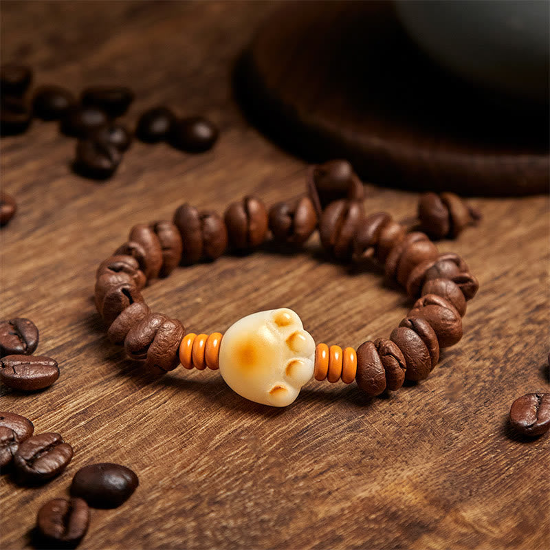 Buddha Stones天然猫の手 コーヒー豆 菩提樹シードビーズ ブレスレット - image 3