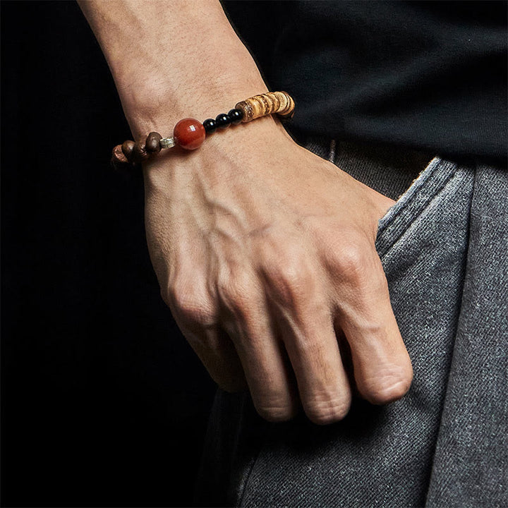 Buddha Stones天然コーヒー豆 赤瑪瑙 ココナッツシェルビーズ ブレスレット - image 5
