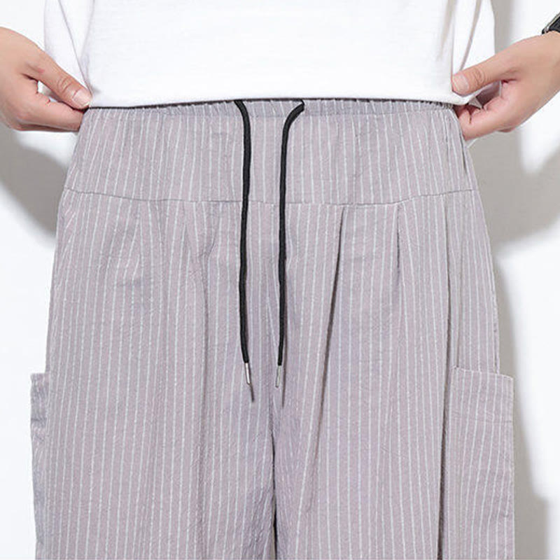 Buddha Stonesカジュアルストライプ メンズ コットン 7-8丈 ハーレムパンツ ポケット付き - image 18