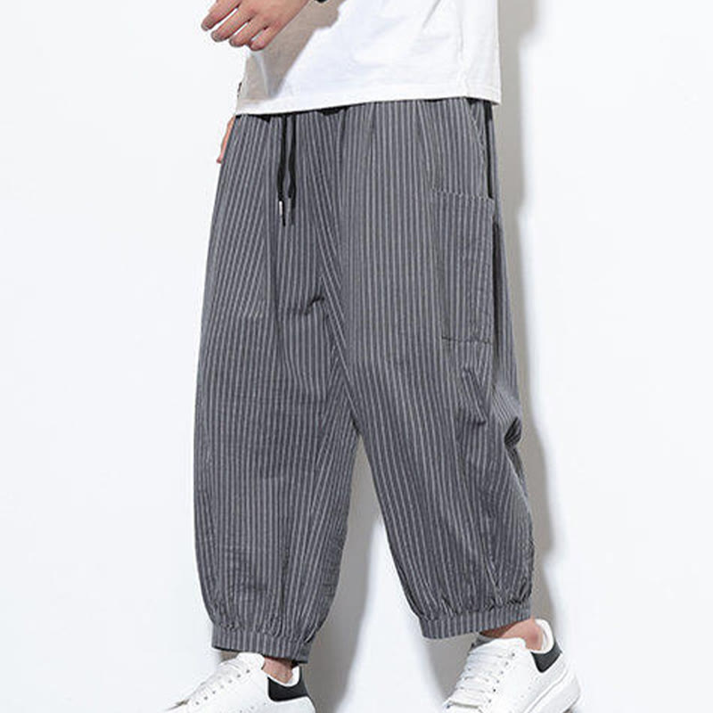 Buddha Stonesカジュアルストライプ メンズ コットン 7-8丈 ハーレムパンツ ポケット付き - image 26