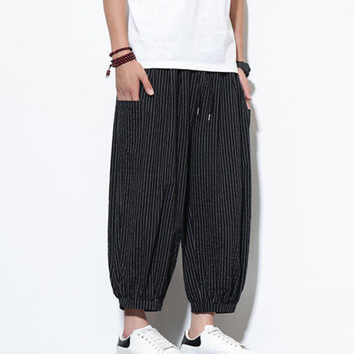 Buddha Stonesカジュアルストライプ メンズ コットン 7-8丈 ハーレムパンツ ポケット付き - image 31