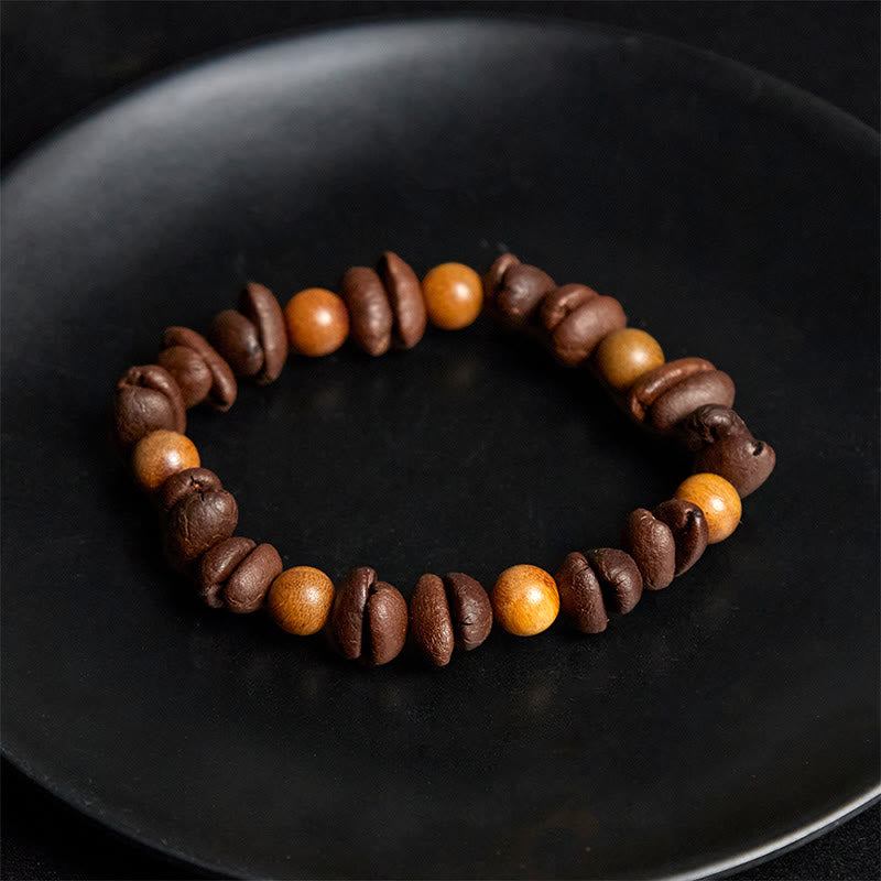 Buddha Stones天然コーヒー豆 グリーンサンダルウッド ポジティブブレスレット - image 4