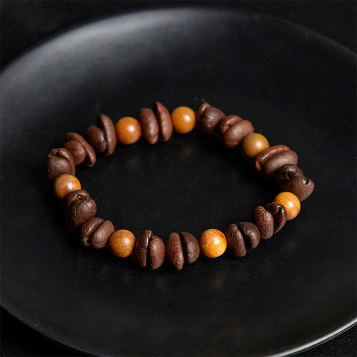 Buddha Stones天然コーヒー豆 グリーンサンダルウッド ポジティブブレスレット - image 4