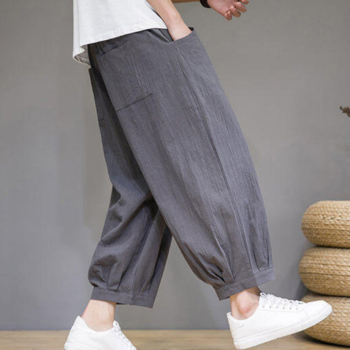 Buddha Stonesカジュアル 無地 メンズ コットン 7-8丈 ハーレムパンツ ポケット付き - image 5