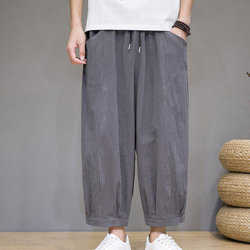 Buddha Stonesカジュアル 無地 メンズ コットン 7-8丈 ハーレムパンツ ポケット付き - image 4