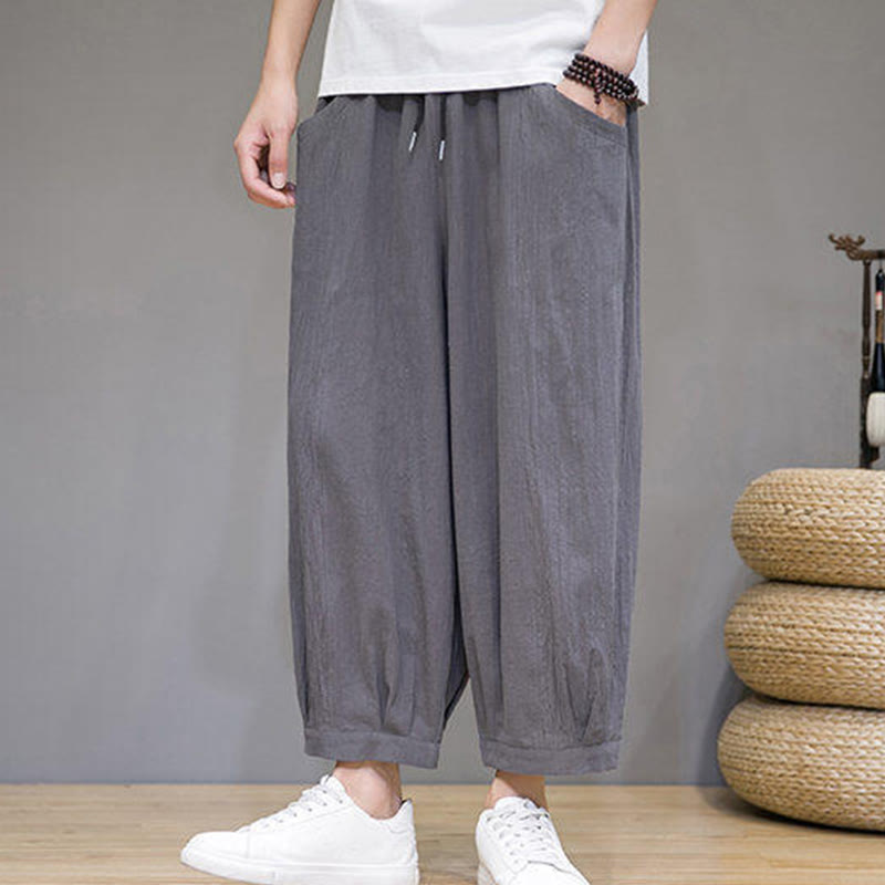 Buddha Stonesカジュアル 無地 メンズ コットン 7-8丈 ハーレムパンツ ポケット付き - image 8