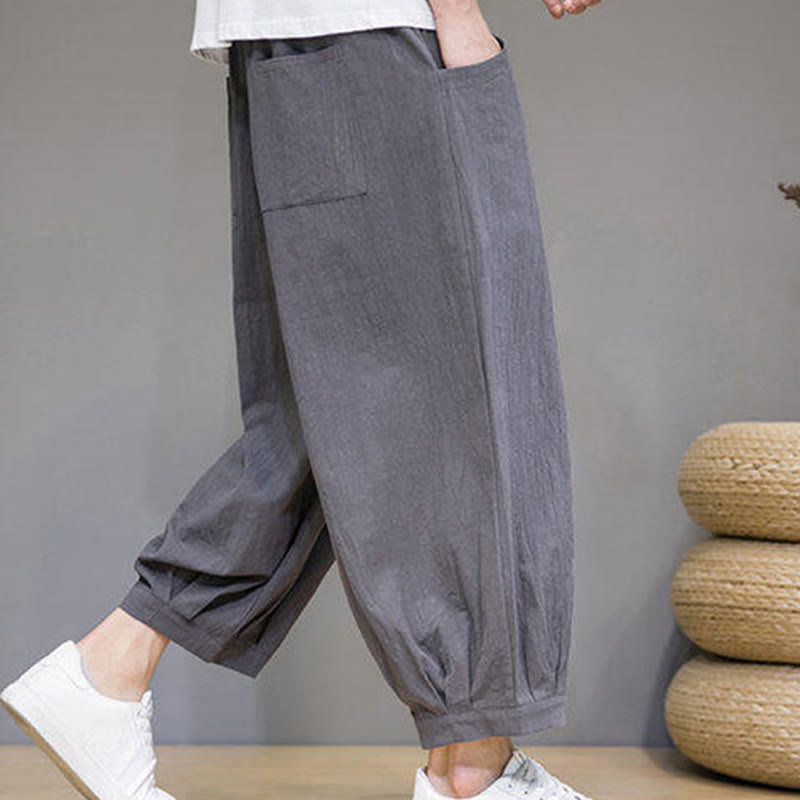 Buddha Stonesカジュアル 無地 メンズ コットン 7-8丈 ハーレムパンツ ポケット付き - image 7