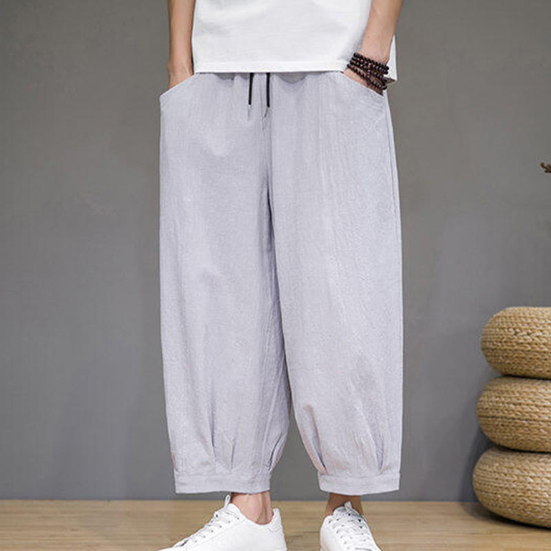 Buddha Stonesカジュアル 無地 メンズ コットン 7-8丈 ハーレムパンツ ポケット付き - image 11