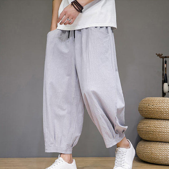 Buddha Stonesカジュアル 無地 メンズ コットン 7-8丈 ハーレムパンツ ポケット付き - image 16