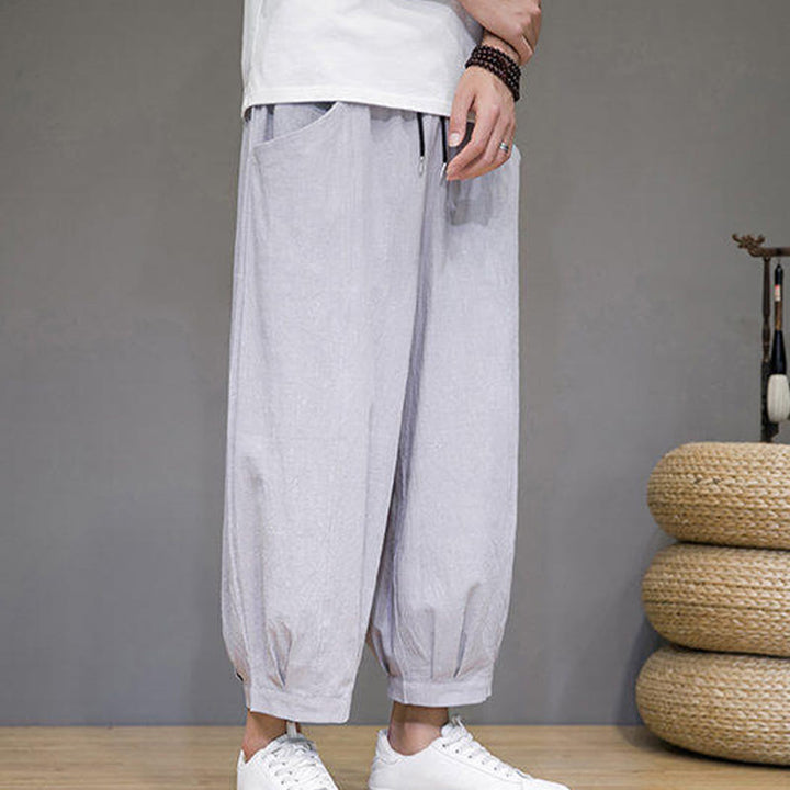 Buddha Stonesカジュアル 無地 メンズ コットン 7-8丈 ハーレムパンツ ポケット付き - image 14