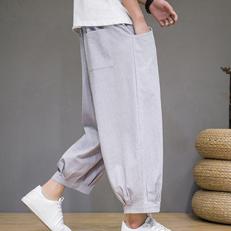 Buddha Stonesカジュアル 無地 メンズ コットン 7-8丈 ハーレムパンツ ポケット付き - image 16