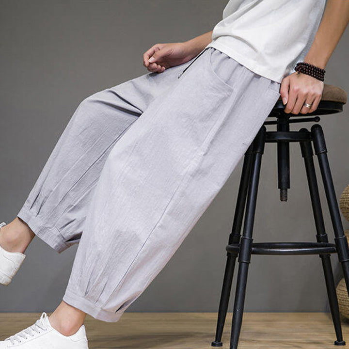 Buddha Stonesカジュアル 無地 メンズ コットン 7-8丈 ハーレムパンツ ポケット付き - image 17