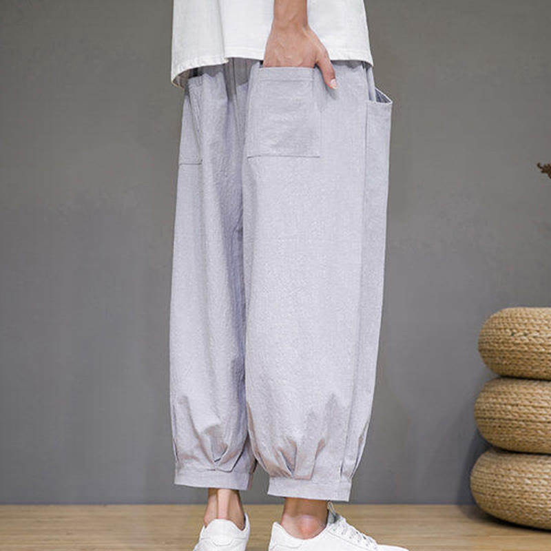 Buddha Stonesカジュアル 無地 メンズ コットン 7-8丈 ハーレムパンツ ポケット付き - image 12